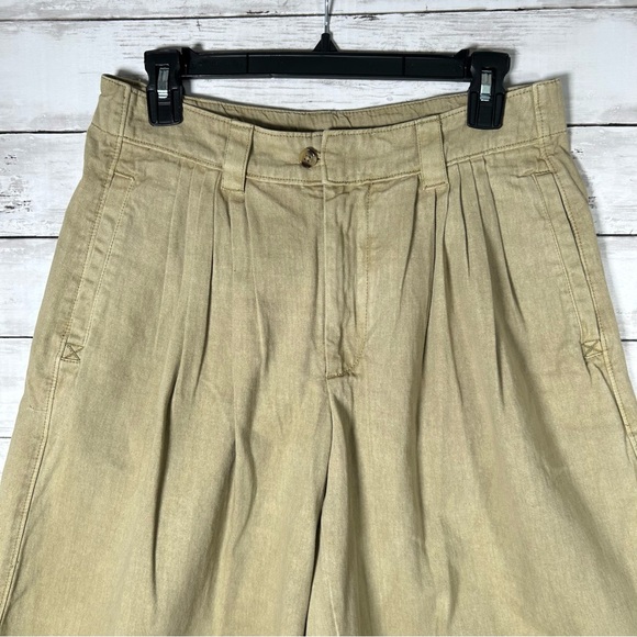 Free People High Waisted Wide Leg Culotte Pleated Cotton Olive Shorts 6 NWT $98 - Picture 4 of 6